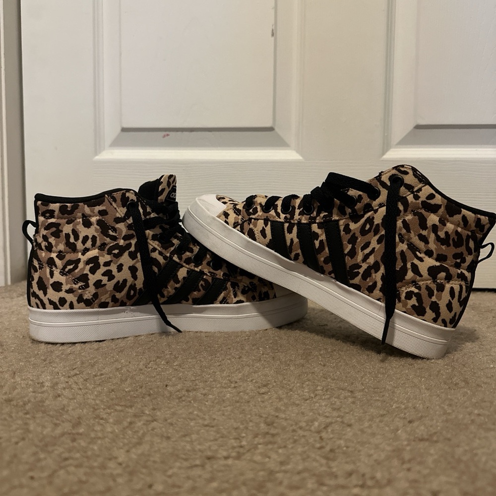 adidas Leopard Print High-Top Sneakers - Beige & Black